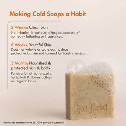 Nat Habit Cold Process Vitamin C Orange Handmade Butter Soap for Exfoliation, Whitening & Dark Spots