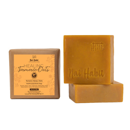 Nat Habit Cold Process Turmeric Butter Bath Soap - Exfoliation, Acne, Skin Brightening & Dark Spots