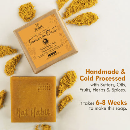 Nat Habit Cold Process Turmeric Butter Bath Soap - Exfoliation, Acne, Skin Brightening & Dark Spots