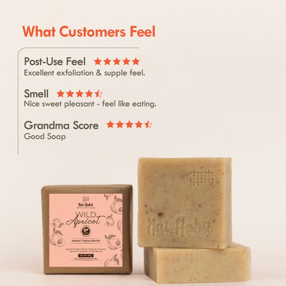 Nat Habit Ayurvedic Cold Process Apricot Butter Bath Soap - Vit C, Whitening, Nourishing & Handmade