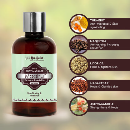 Nat Habit Turmeric Manjistha Maahu Ayurvedic Body Massage Oil