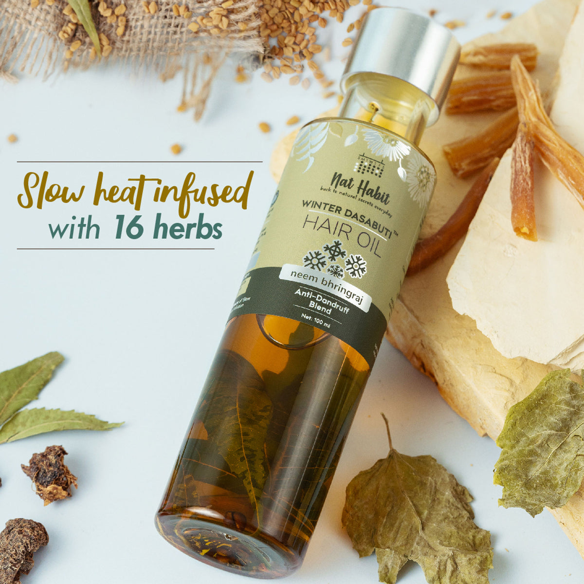 Nat Habit Neem Bhringraj Anti-Dandruff Winter Dasabuti Hair Oil