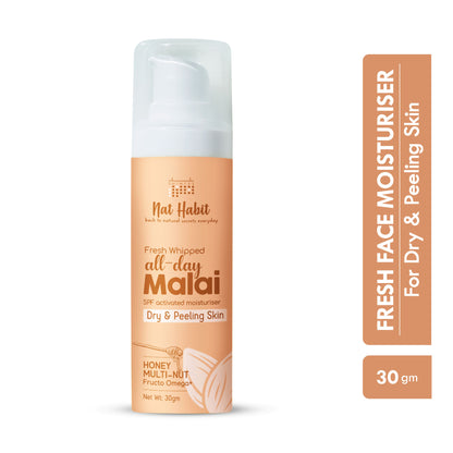 Nat Habit Honey Multi-Nut Face Moisturizer Malai, Day Cream For Dry Skin & Sensitive Skin