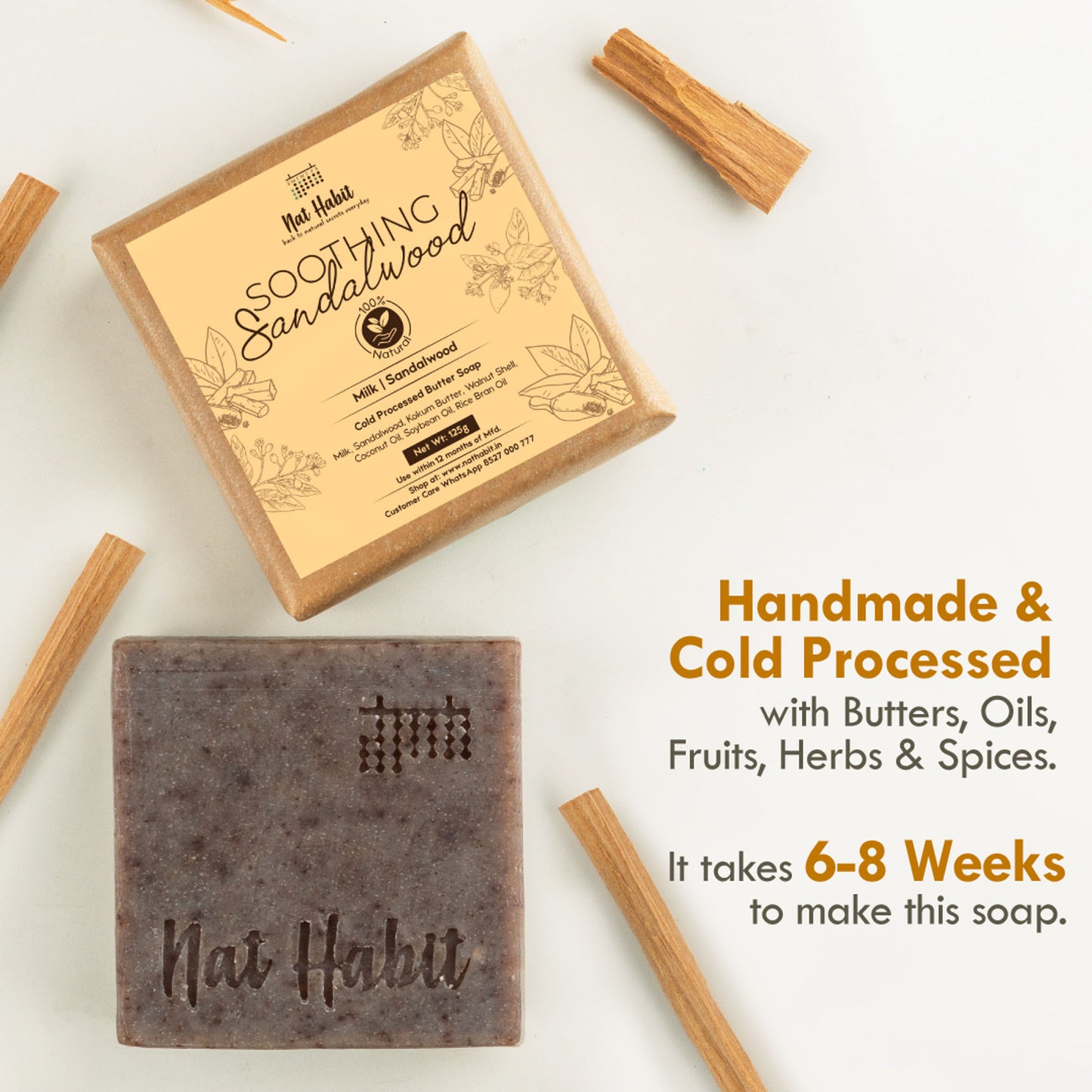 Nat Habit Fresh Activated Charcoal & Sandalwood Soaps