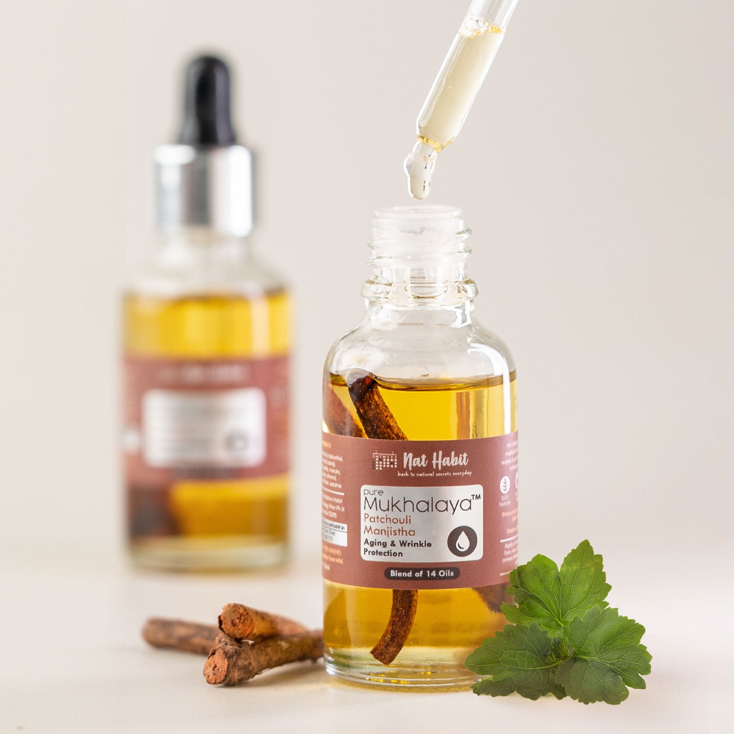 Nat Habit Pure Mukhalaya Patchouli Manjistha Facial Oil & Floral Jal Rose Water Toner