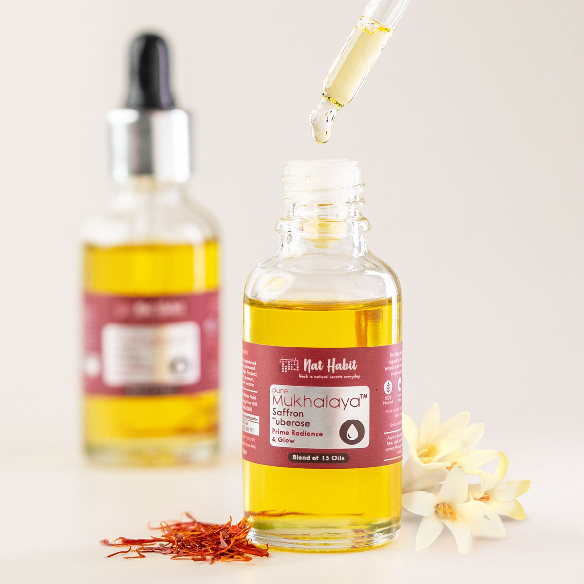 Nat Habit Pure Mukhalaya Saffron Tuberose Facial Oil & Floral Jal Rose Water Toner