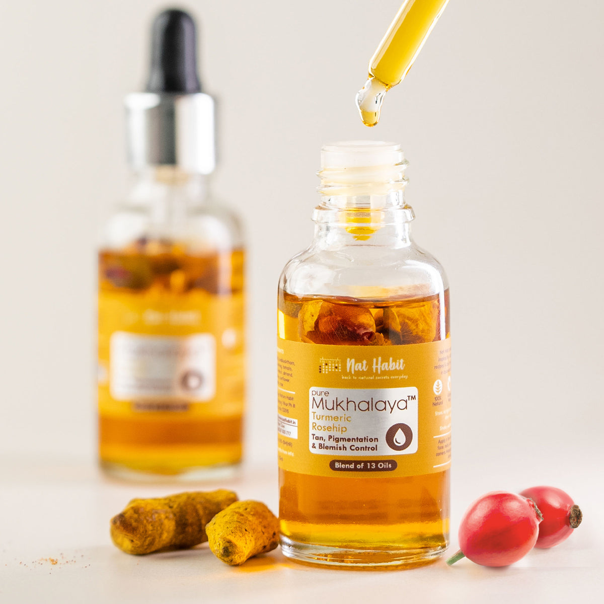 Nat Habit Pure Mukhalaya Turmeric Rosehip Facial Oil & Floral Jal Lavender Water Toner