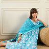 Dhiyona IE Women Floral Printed Empire Mirror Work Pure Cotton Kurta with Trousers & With Dupatta
