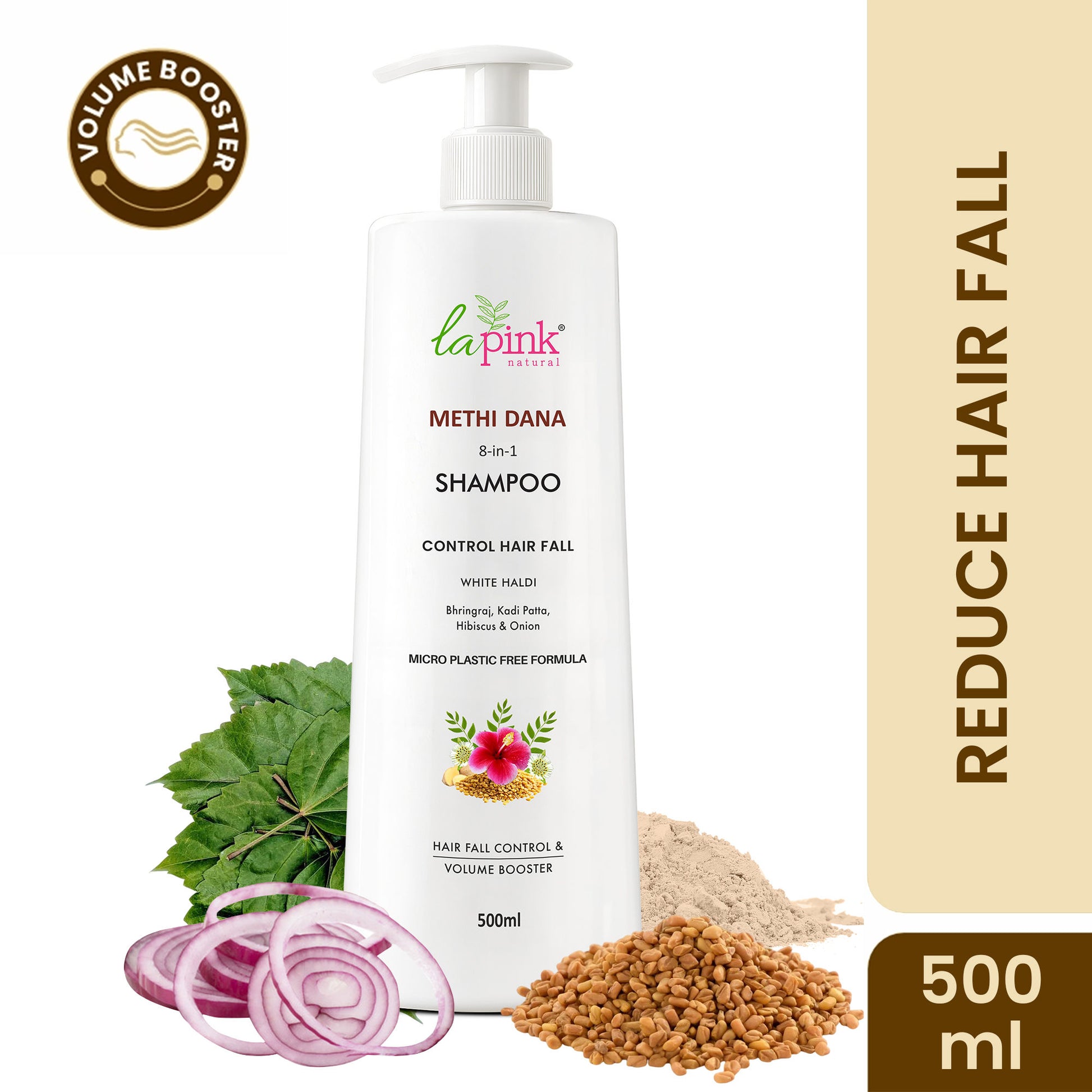 La Pink Methi Dana 8 In 1 Anti Hair Fall Shampoo Boosts Volume And Reduces Hair Fall