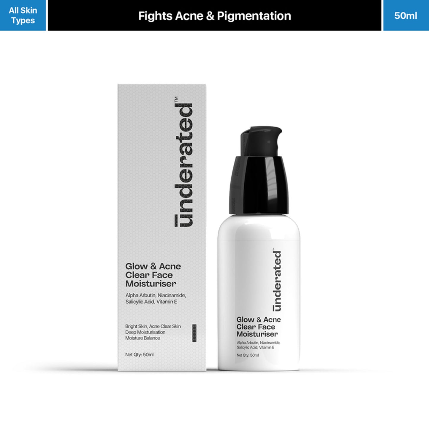 Underated Glow & Acne Clear Face Moisturiser