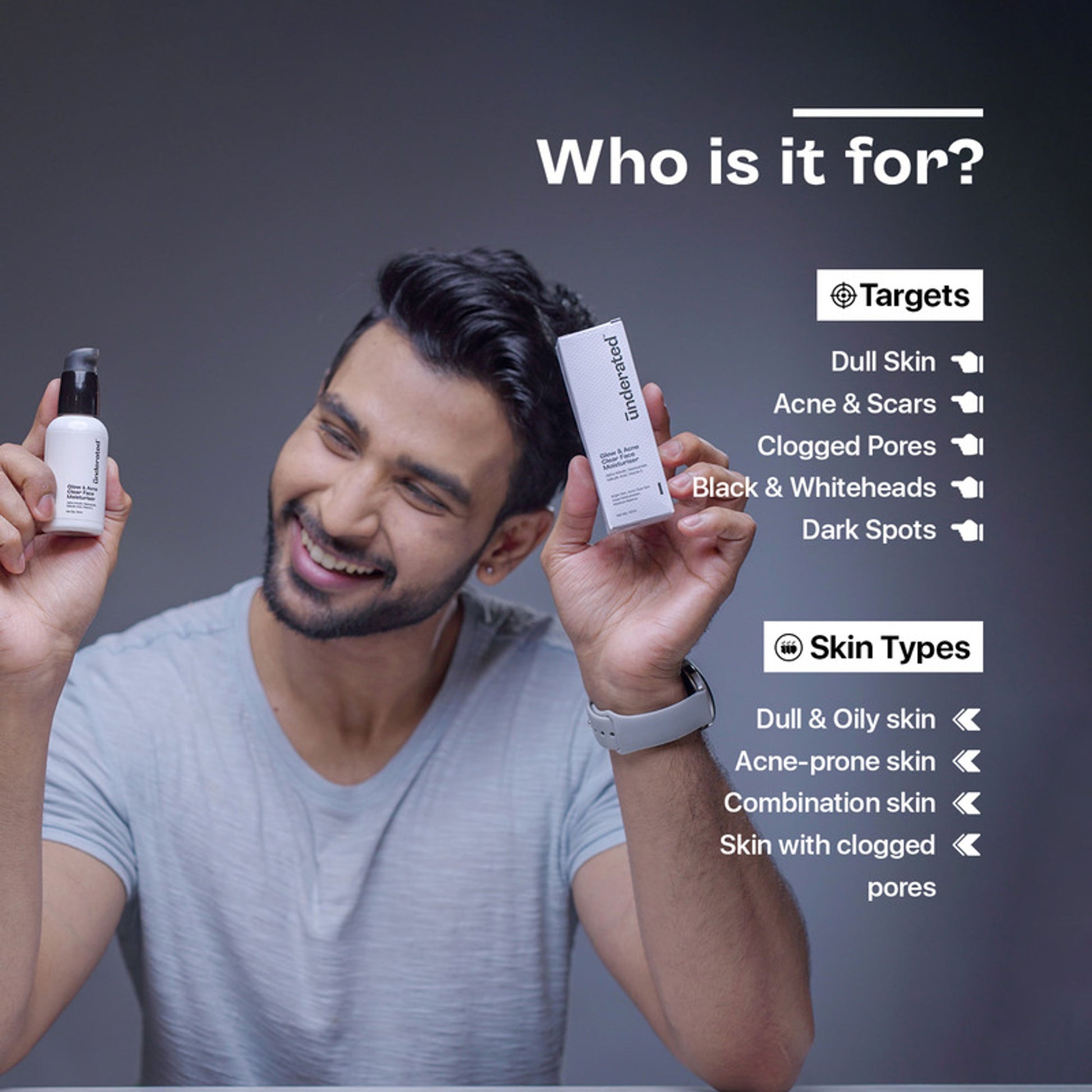 Underated Glow & Acne Clear Face Moisturiser
