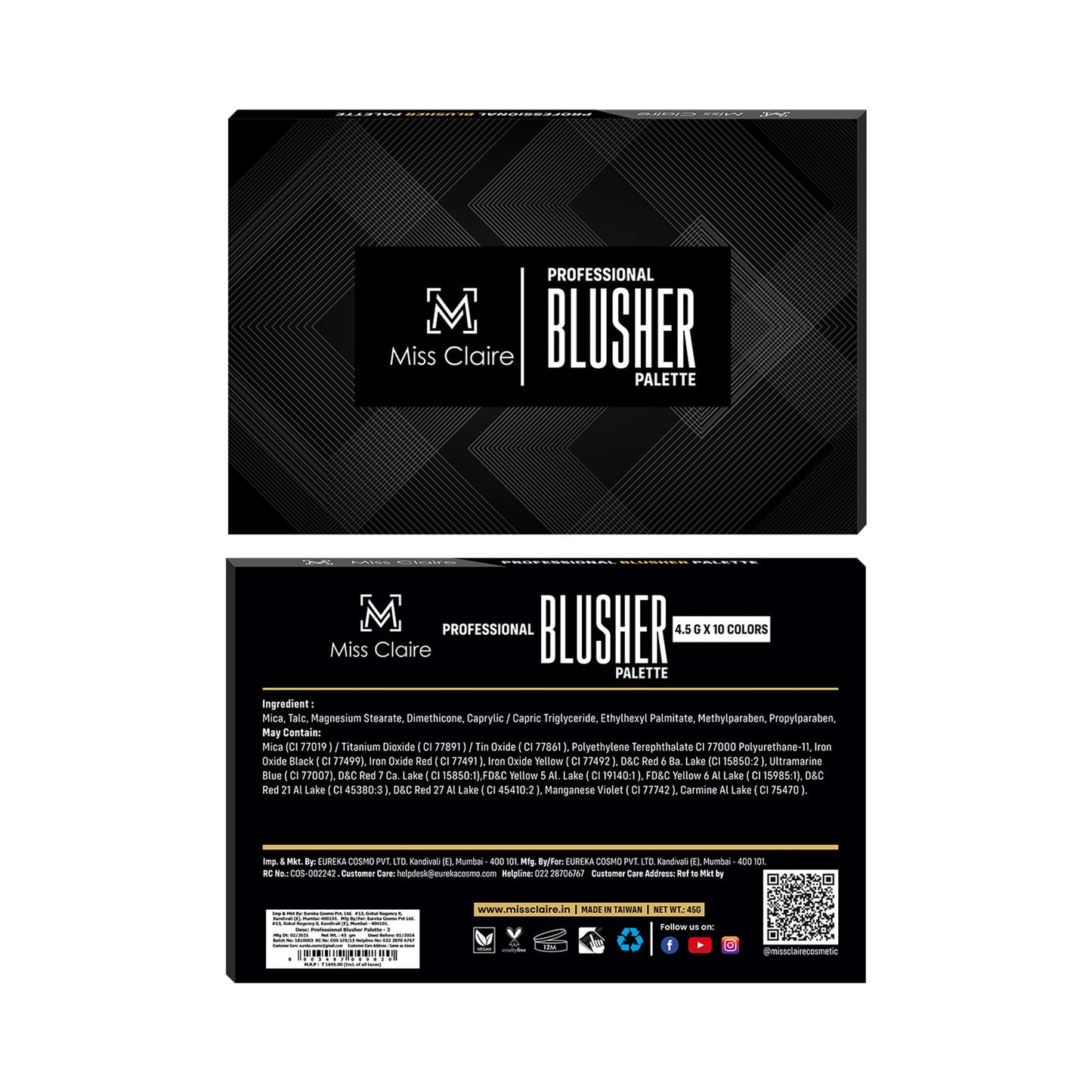 Miss Claire Professional Blusher Palette - 3