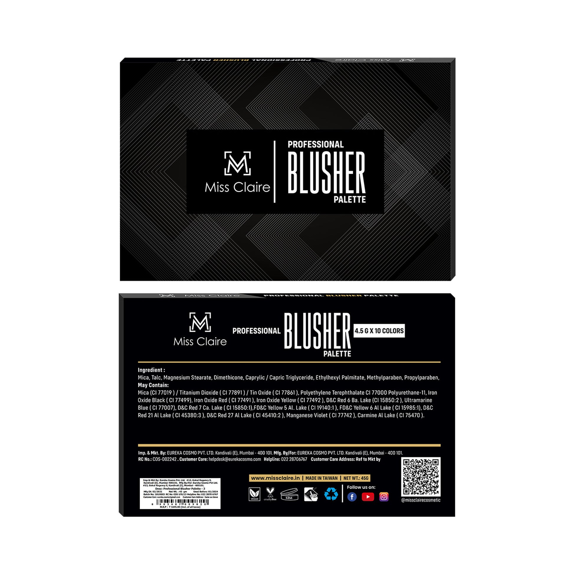 Miss Claire Professional Blusher Palette - 3