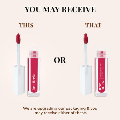 Just Herbs Vegan Matte Liquid Lipstick, Hibiscus Red, Festive Bold & Nourishing - Peony Pink