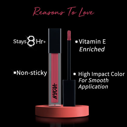 Nykaa Cosmetics 8hour Lasting Full Cover Matte Gloss - Drama Queen