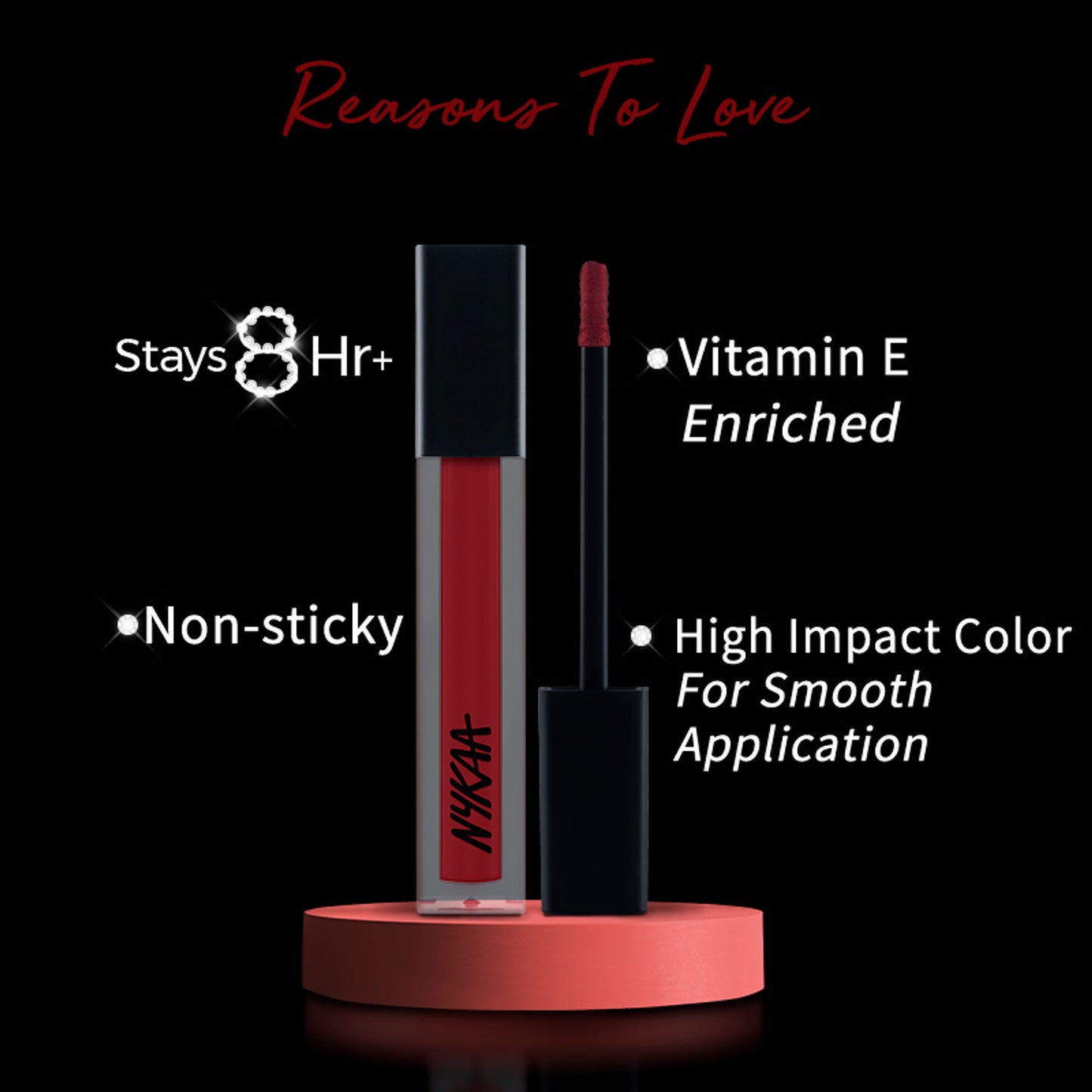 Nykaa Cosmetics 8hour Lasting Full Cover Matte Gloss - Glam Diva