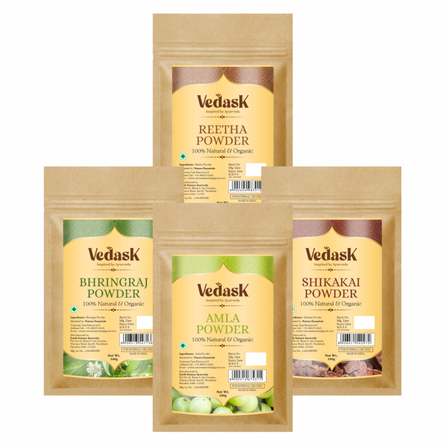 Vedask Organic Hair Pack Powder Mask Combo - Pack Of 4