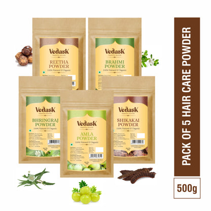 Vedask Organic Hair Pack Powder Mask Combo - Pack Of 5