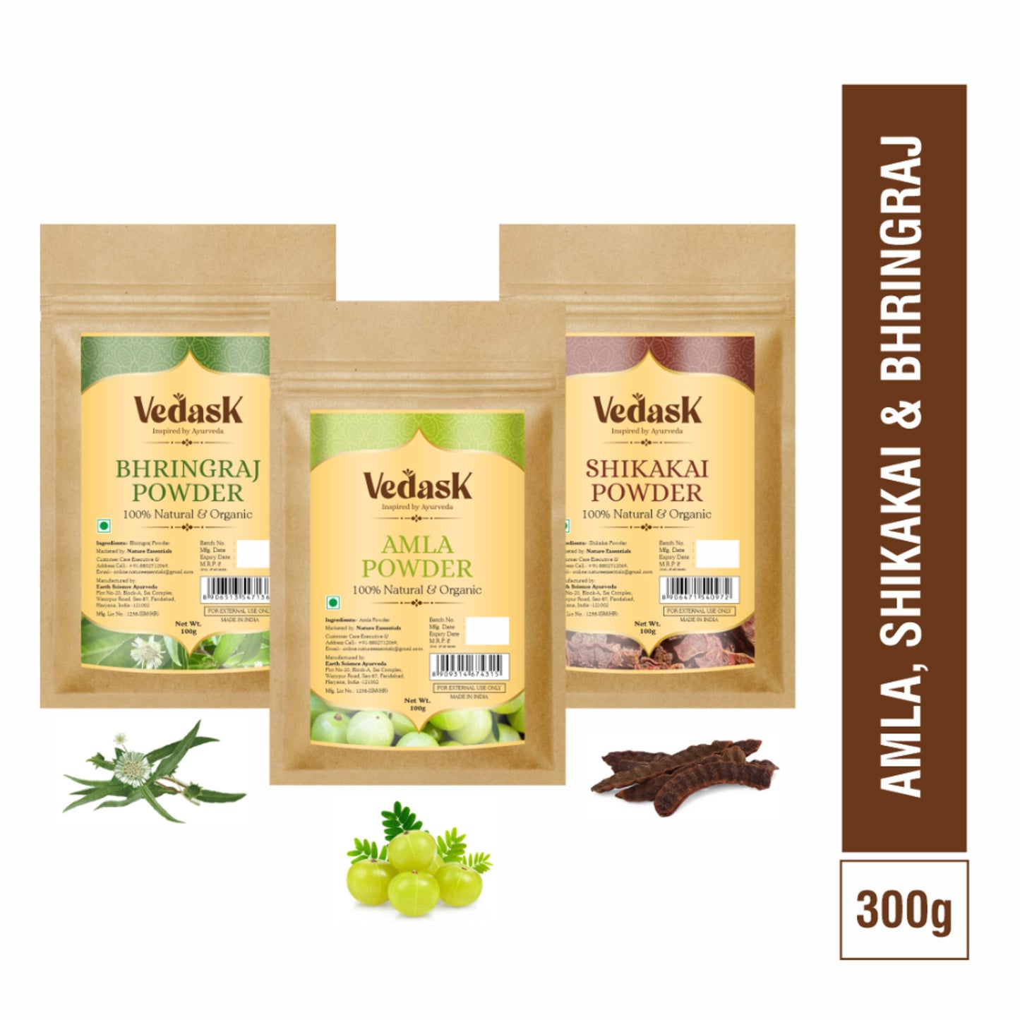 Vedask Organic Hair Pack Powder Mask Combo - Pack Of 3