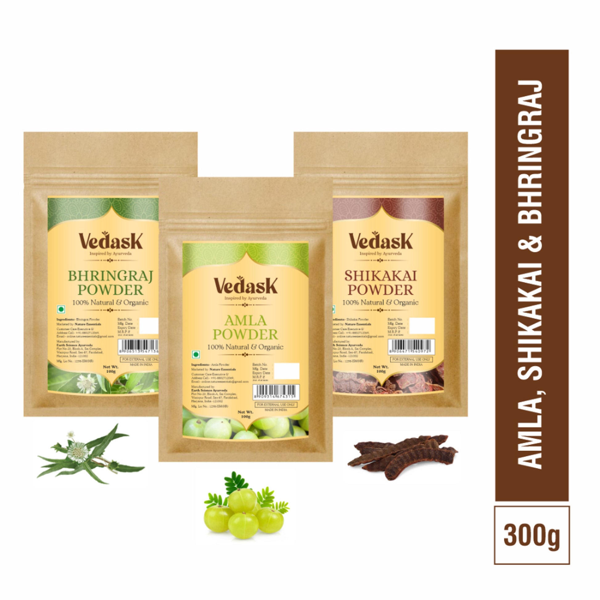 Vedask Organic Hair Pack Powder Mask Combo - Pack Of 3