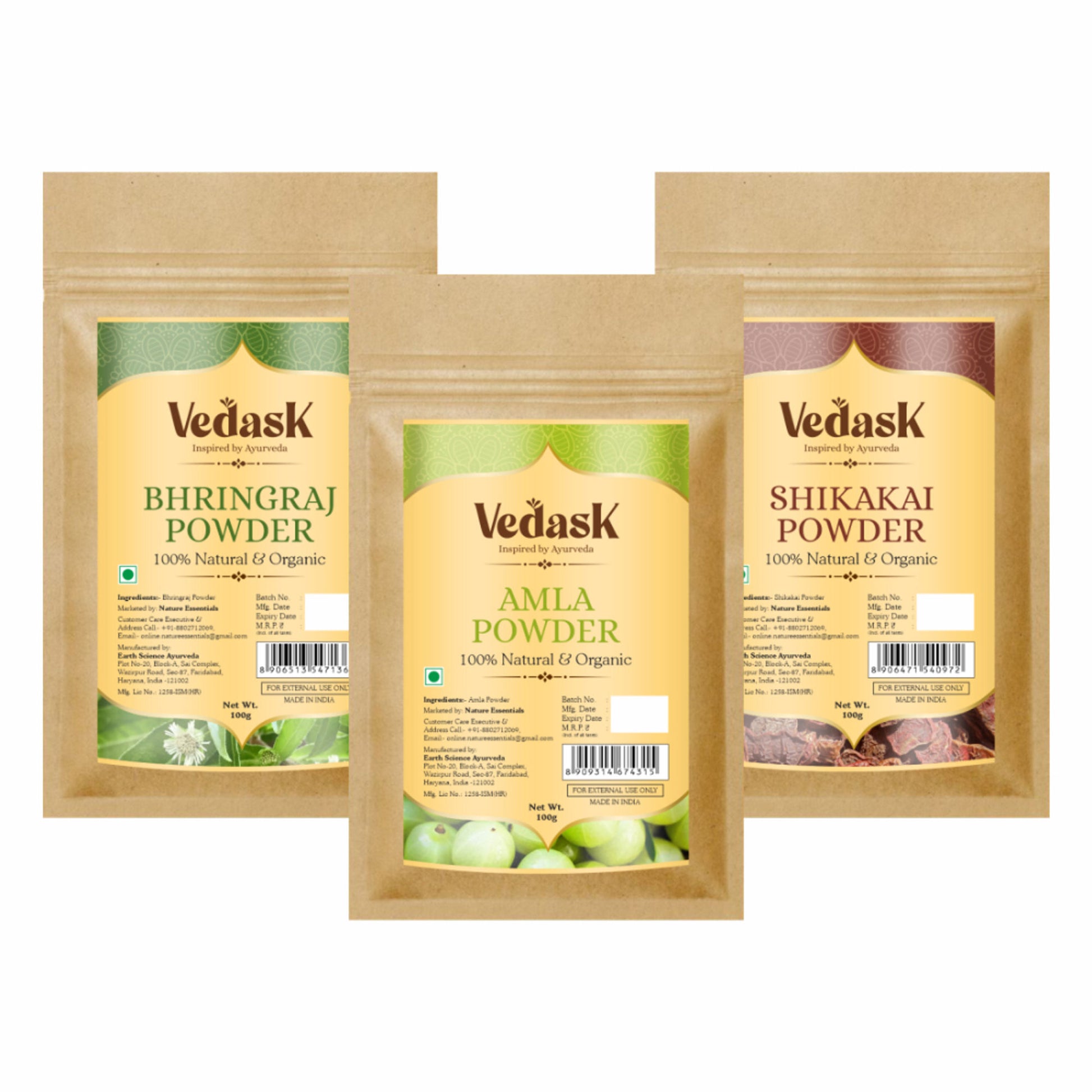 Vedask Organic Hair Pack Powder Mask Combo - Pack Of 3