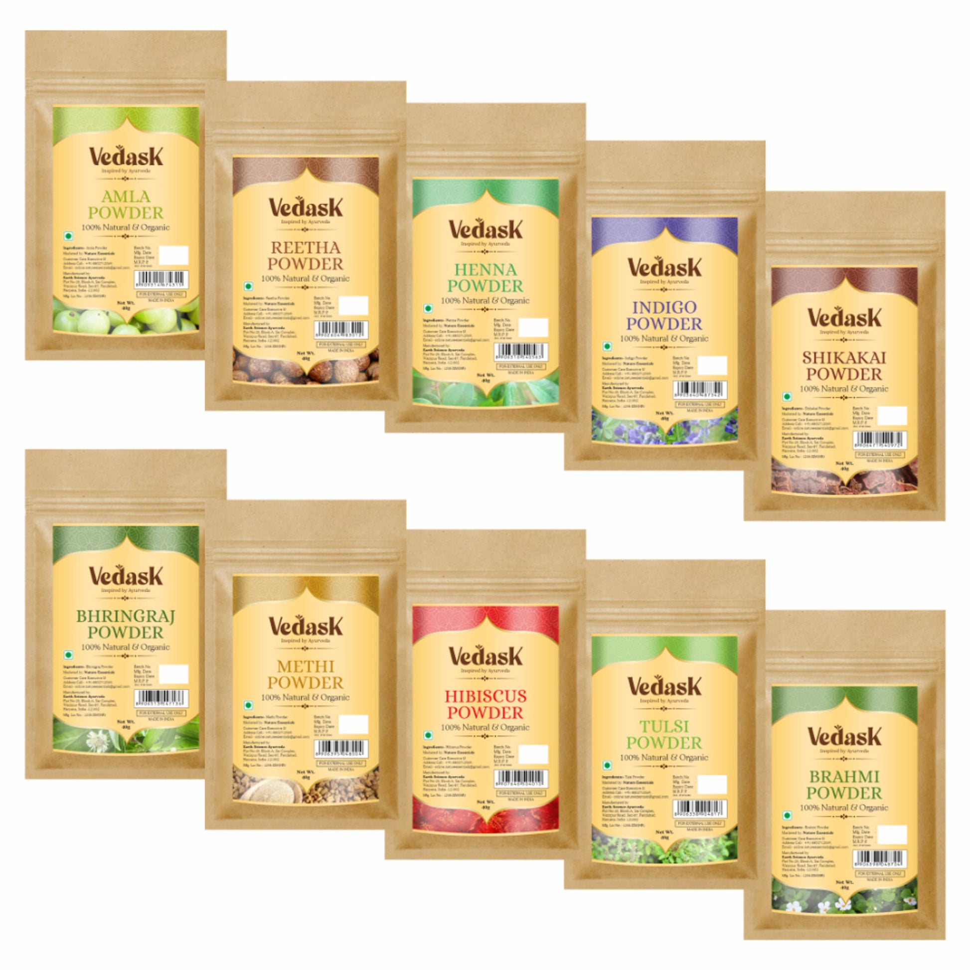 Vedask Organic Hair Pack Mask Combo - Pack of 10