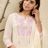 Dhiyona IE Floral Embroidered Mirror Work Pure Cotton A-Line Kurta With Trousers & Dupatta