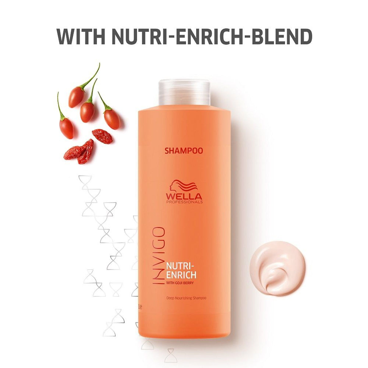 Wella Professionals Invigo Nutri Enrich Shampoo for Frizzy & Dry, Damaged Hair with Goji Berry