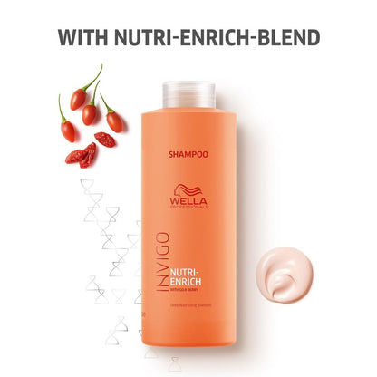 Wella Professionals Invigo Nutri Enrich Shampoo for Frizzy & Dry, Damaged Hair with Goji Berry