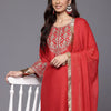Dhiyona VA Women's Ethnic Motifs Embroidered Kurta with Palazzos & With Dupatta