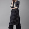 Indyancart IE Women Navy Blue Ethnic Motifs Printed Liva Kurti with Palazzos