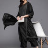 Dhiyona IE Women Black Ethnic Motifs Printed Gotta Patti Kurta with Trousers & With Dupatta