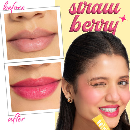 Nykaa Cosmetics Aqua Jelly Lip and Cheek Water Tint in Strawberry, featuring a vibrant, multi-use water-based cosmetic product in a sleek container.