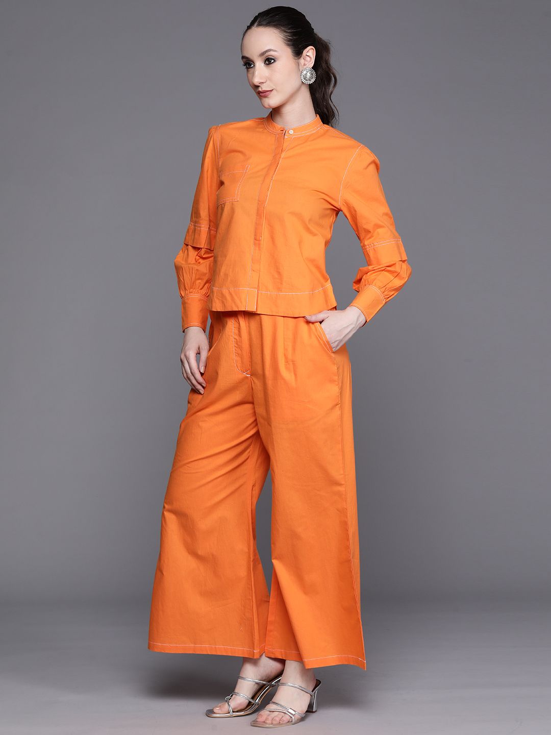 Indyancart IE Regular Kantha Work Pure Cotton Shirt With Trousers