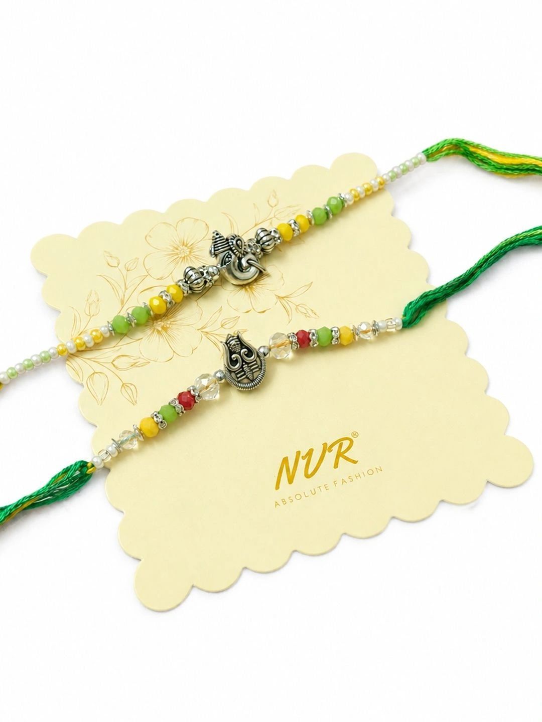 Anouk Set Of 2 Multicolor Religious Thread Rakhi With Roli Chawal Chandan Mishri