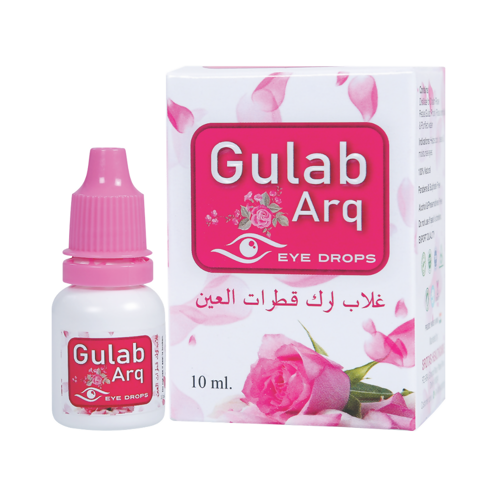 Satya Pharmaceuticals Ayurveda Gulab-Arq Eye Drops in a bottle, natural Ayurvedic wellness product for eye health.