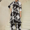Dhiyona IE Abstract Printed Shirt Collar Pure Cotton A-Line Kurta With Trousers