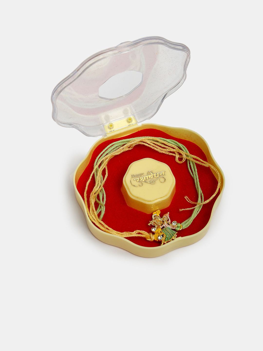 Anouk Unisex Set Of 2 Multicolor Gold-Toned Radha Krishna Beaded Bhaiya Bhabhi Rakhi