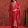 Dhiyona IE Women Ethnic Motifs Embroidered Regular Thread Work Kurta with Trousers & Dupatta