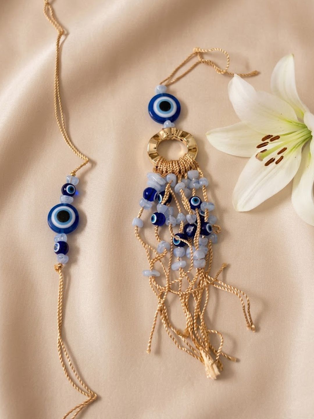 Anouk Set Of 2 Gold Toned Round Evil Eye Bhaiya Bhabhi Rakhi