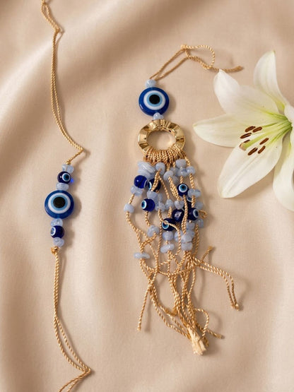 Anouk Set Of 2 Gold Toned Round Evil Eye Bhaiya Bhabhi Rakhi