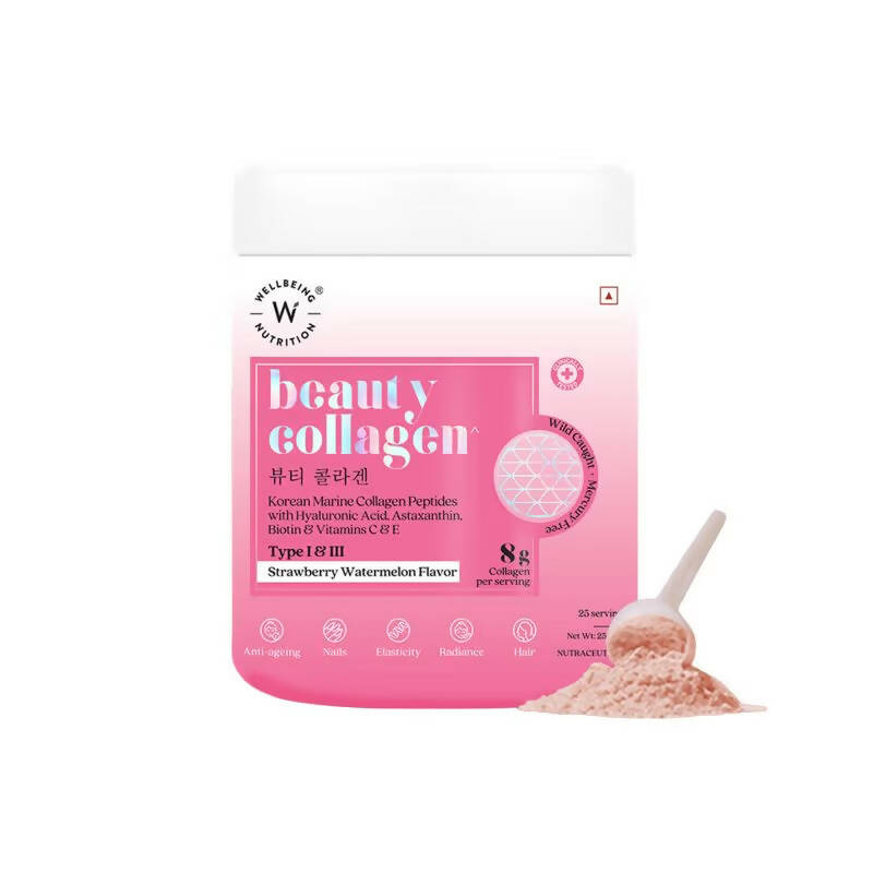 Wellbeing Nutrition Beauty Korean Marine Collagen Peptides - Strawberry & Watermelon - Indyancart