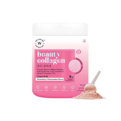 Wellbeing Nutrition Beauty Korean Marine Collagen Peptides - Strawberry & Watermelon - Indyancart