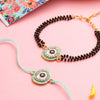 Dhiyona Set Of 2 Green Round Shape Artificial Stones Bhaiya Bhabhi Rakhi With Roli Chawal