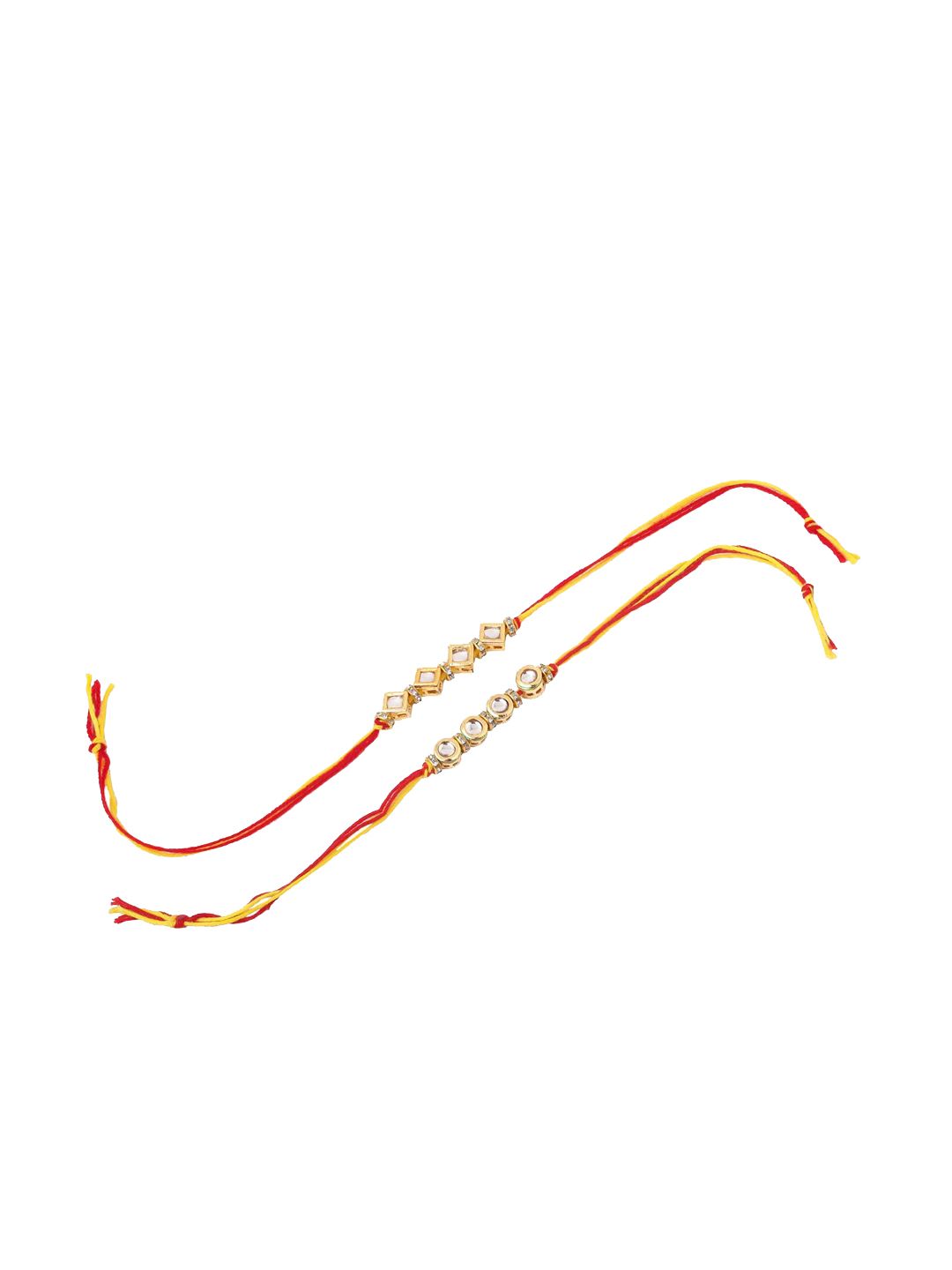 Anouk Kundan Studded Bhaiya Bhabhi Rakhis With Roli Chawal Chandan & Mishri