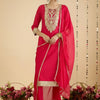 Indyancart IE Women Ethnic Motifs Embroidered Regular Thread Work Kurta with Trousers & With Dupatta