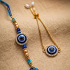 Dhiyona Set Of 2 Blue Evil Eye Gold Toned Bhaiya Bhabhi Rakhi