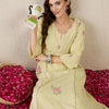 Dhiyona IE Women Floral Embroidered Cotton A-Line Kurta with Trousers