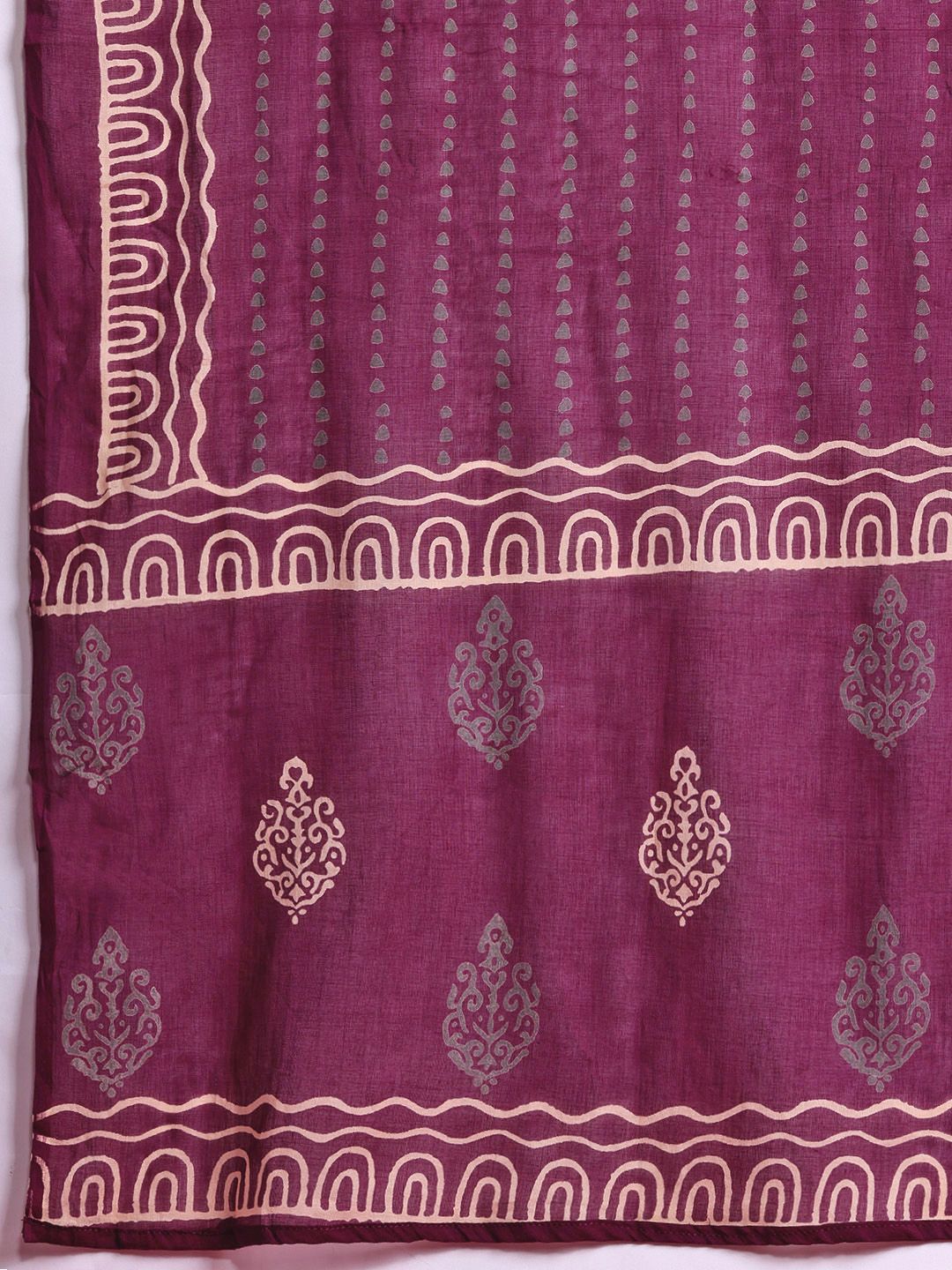 Indyancart IE Floral Printed Pure Cotton Kurta With Trousers & Dupatta