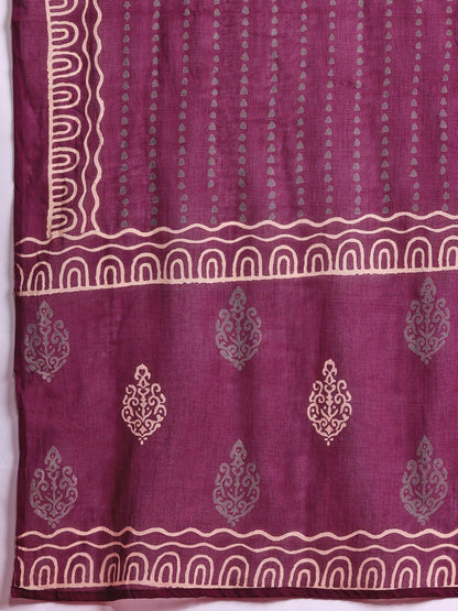 Indyancart IE Floral Printed Pure Cotton Kurta With Trousers & Dupatta